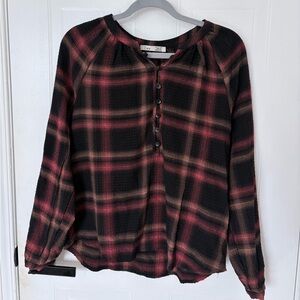 Dex Black and Red Plaid Blouse